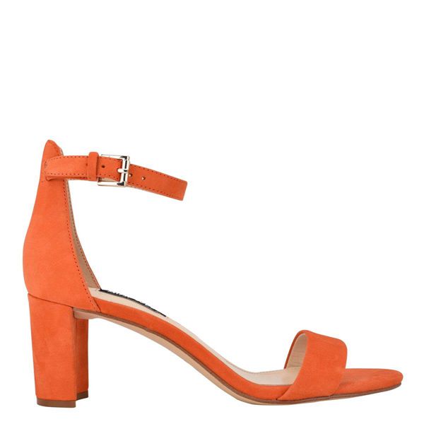 Nine West Pruce Ankle Strap Block Heel Orange Heeled Sandals | South Africa 56F92-2S18